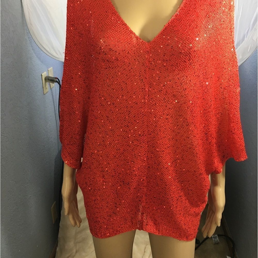 Umber Red sparkling batwing sweater